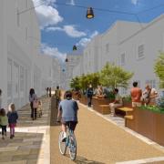 An artist's impression of enhancements on the High Street in Shepton Mallet.
