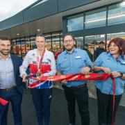 Aldi ribbon cutting with area manager, GB athlete Hannah Taunton, manager Johnny Dean and staff member Carole. Picture: Aldi