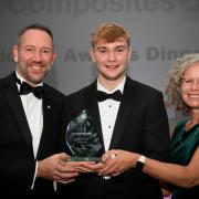 Marcus Mullins, a craft apprentice at Leonardo in Yeovil, won the Apprentice of the Year prize at the Composites UK Industry Awards in Birmingham