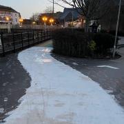 Part of the Rainbow Path in Taunton town centre has been covered in paint