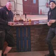 Enjoying a beer in Hancock's Dray tap room ahead of its official opening next week. Picture: Nuttycombe Brewery