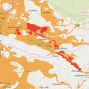 Flooding is 'expected' in areas marked in red, whilst flooding is 'possible' in areas in orange