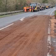 Emergency resurfacing was needed to re-open the stretch of A358 near Hatch Beauchamp