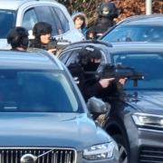 Armed units at the scene in Ruishton this morning (February 26)
