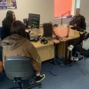 PC Mark Pople, formerly of Avon and Somerset Police, being interviewed by media students at Strode College