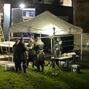 Actors on the set of what is rumoured to be the BBC's Wolf Hall.