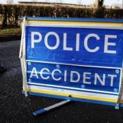 Stock image of Police Accident sign.