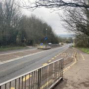 The existing crossing over the A38 Bridgwater Road near Axbridge.