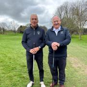 T&P Seniors vice captain Paul Parnham(left) and  captain Barry Warburton (right) are pictured here after leading the team to victory at Yeovil Golf Club