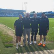 Pictured at Gillingham’s  home ground at Priestfield Stadium are left to right Jack Scadden, Fred Parish, Terry Gibbs and Shane Jordan