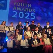 The vice lord-lieutenant of Somerset and the high sheriff of Somerset with the 2025 award winners