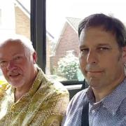Somerset Bus Partnership chairman David Northey and Councillor Richard Wilkins on the 567 bus
