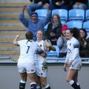 PROLIFIC: Danielle Waterman (pictured centre) ended her England career with 47 tries. Pic: PA Wire