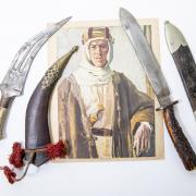 SLICE OF HISTORY: Arabian Janbiya dagger with bone handle (estimate: £8,000-10,000) and A horn-handled dagger by William Lund (estimate: £6,000-8,000) belonging to T.E. Lawrence (Lawrence of Arabia). Picture: SWNS