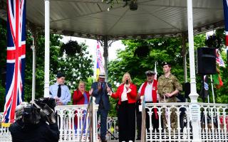 Deborah Meaden opens Somerset Armed Forces Day in the Vivary Park bandstand. Picture: Steve Richardson