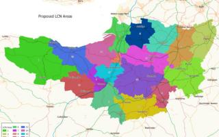 A map showing the 18 local community networks (LCNs) being created in Somerset.