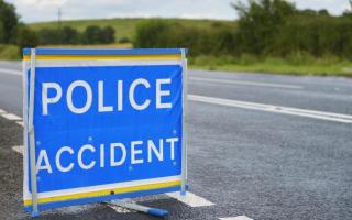 Stock image of police accident sign.