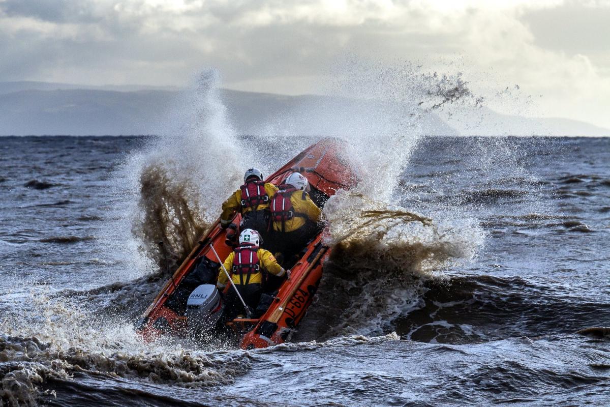 RIDING THE WAVES: An RNLI crew training off the Somerset coast. PICTURE: Martin Grant. PUBLISHED: April 6, 2017